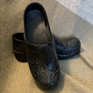 Dansko Tooled Leather Clogs